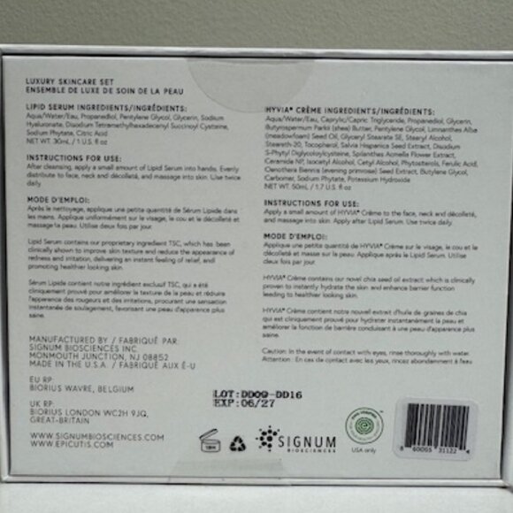 Epicutis Luxury Skincare Set Lipid Serum Hyvia Crème Duo - Picture 2 of 3